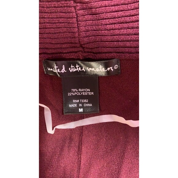 Side slits tunic top tie bow burgundy sleeveless hi-low stretch career casual M - Picture 4 of 11